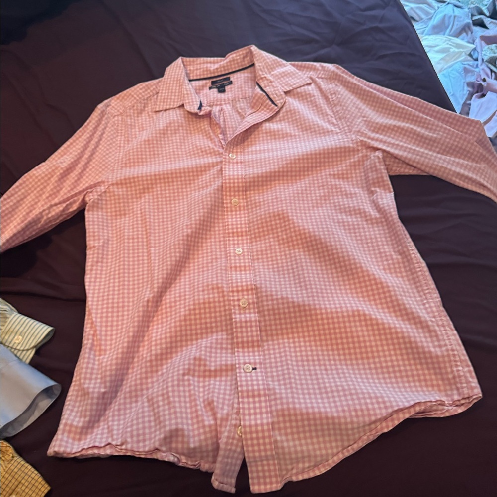 GAP Pink Casual Button Down Shirt with Checkered Pattern